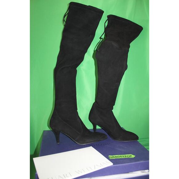Stuart Weitzman Tiemodel Black Suede High Heel Boots G232996 Women's 6.5M - Picture 5 of 16